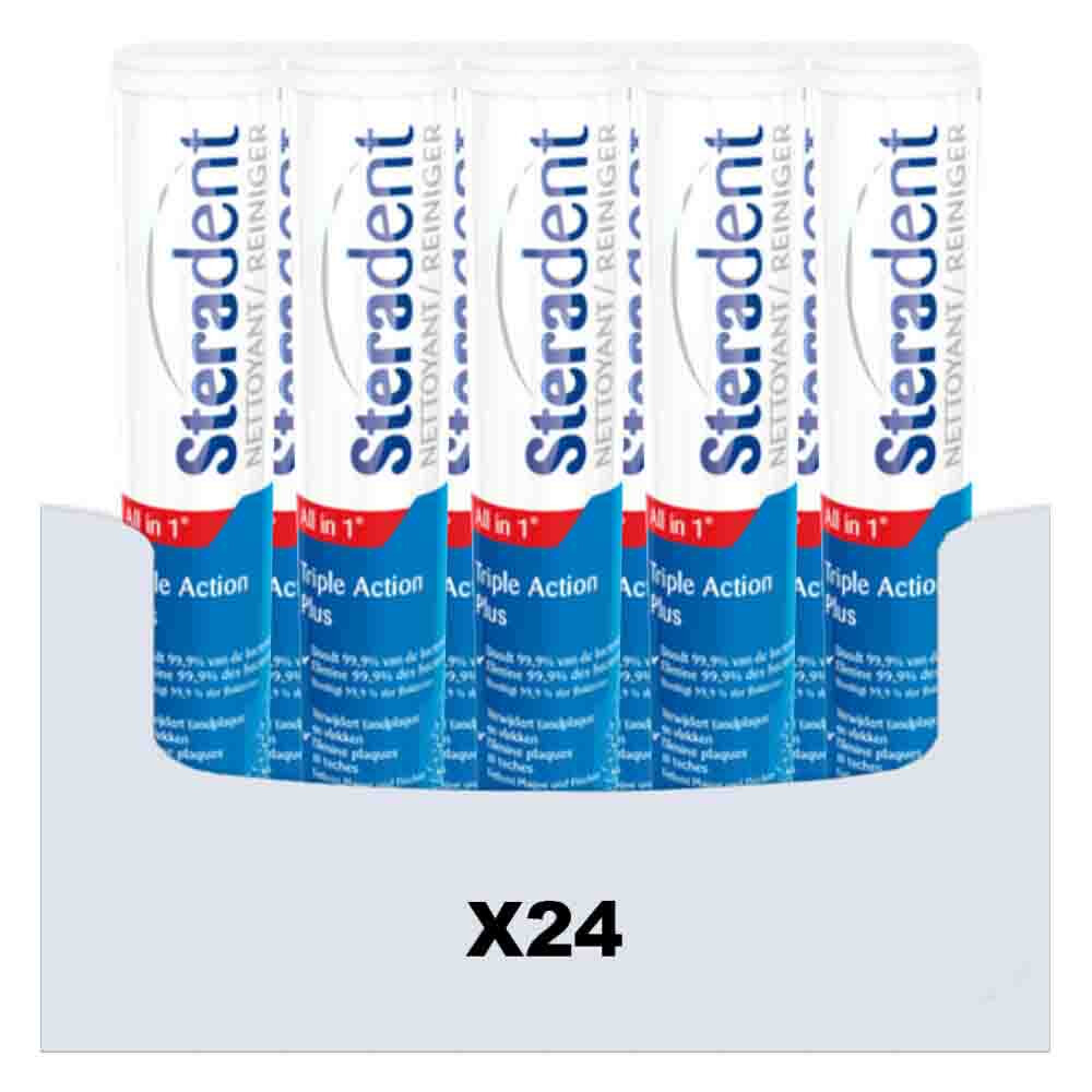24x Steradent Triple Action Plus Kunstgebit Reiniger 30 tabletten
