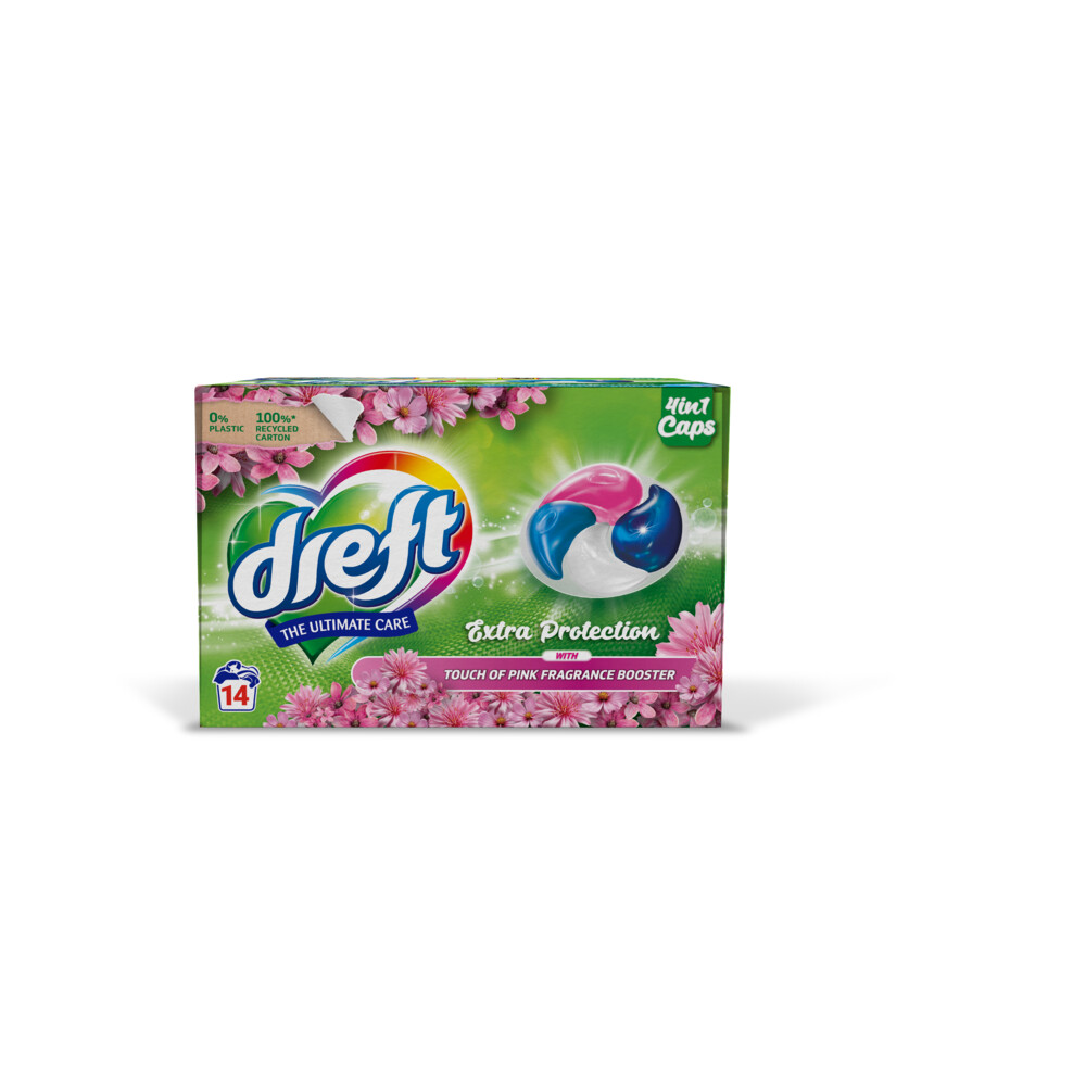 2+2 gratis: Dreft 4in1 Wasmiddel Capsules Touch of Pink 14 stuks