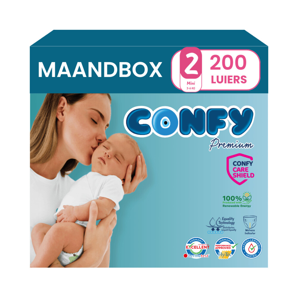 Confy Maandbox Premium Luier Maat 2 Mini 3-6kg 200 stuks
