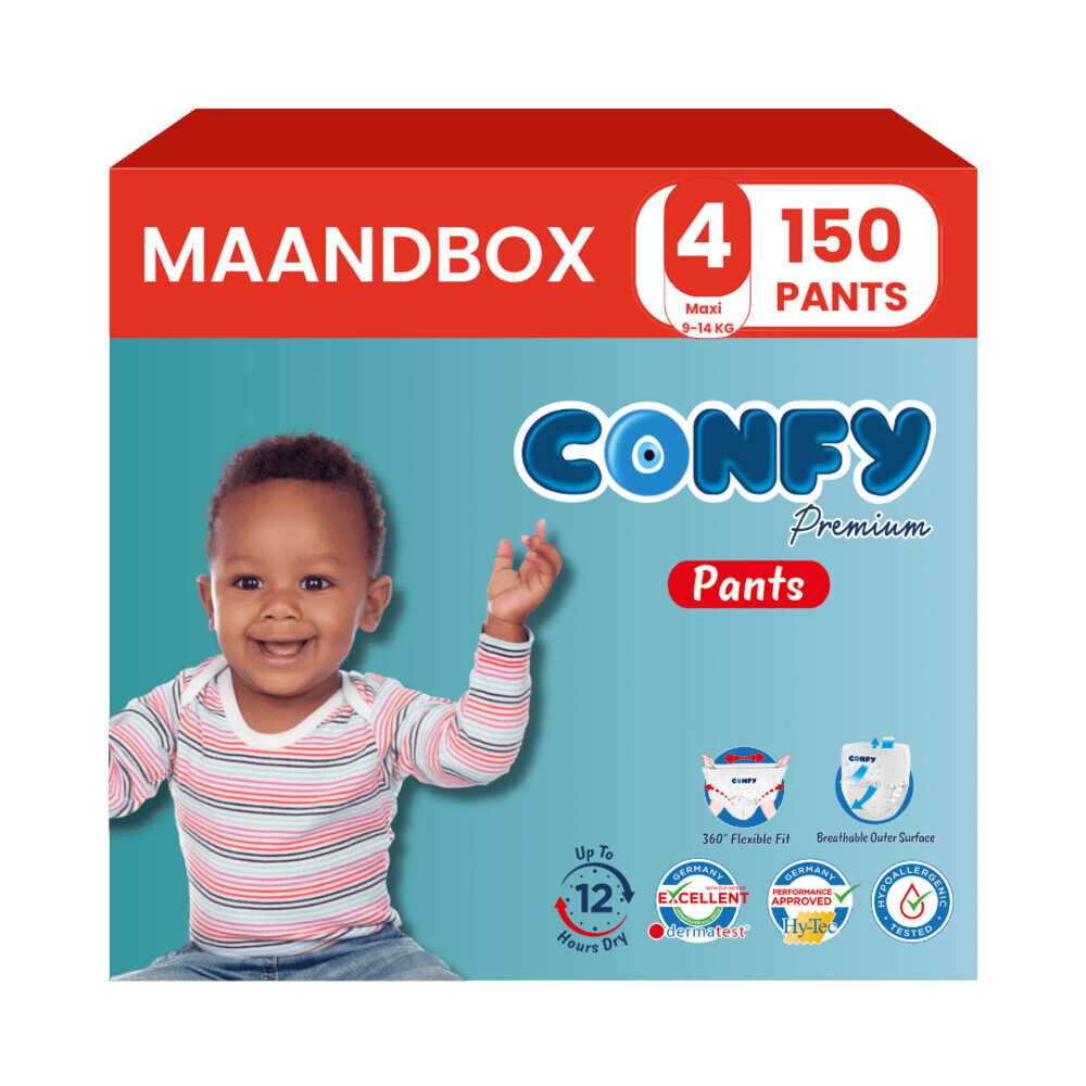 Confy Maandbox Premium Luierbroekjes Maat 4 Maxi 9-14kg 150 stuks