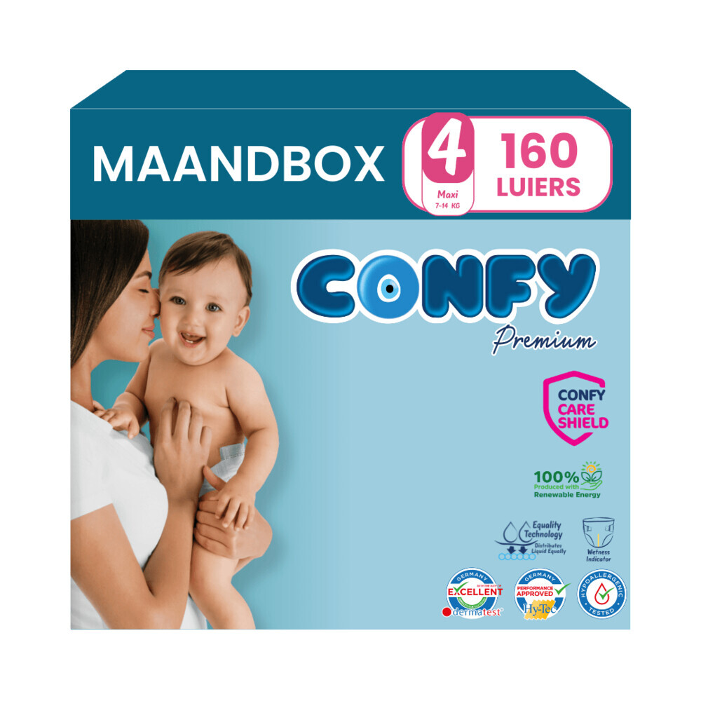 Confy Maandbox Premium Luier Maat 4 Maxi 7-14kg 160 stuks