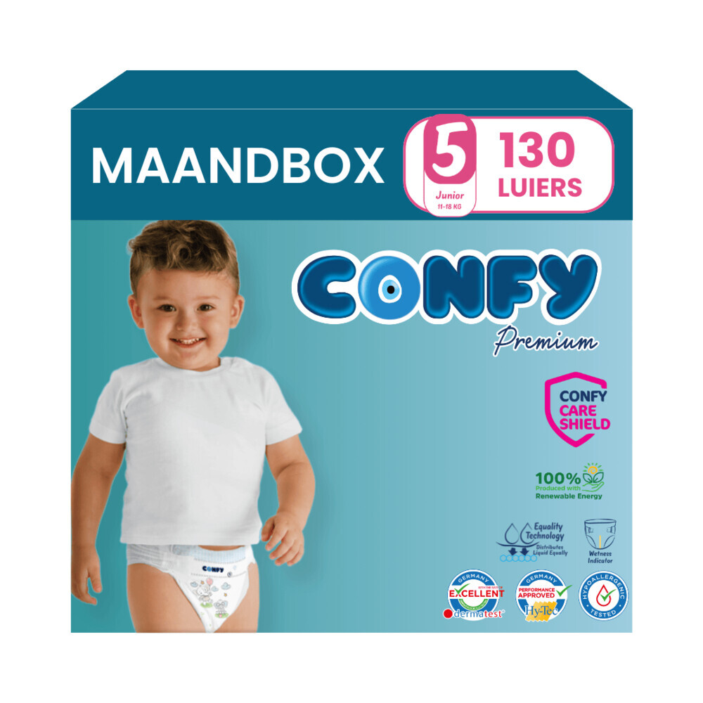 Confy Maandbox Premium Luier Maat 5 Junior 11-18kg 130 stuks