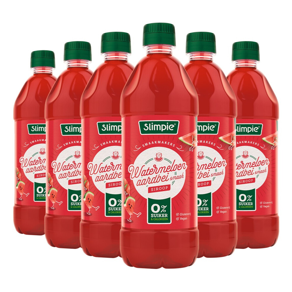 Slimpie Siroop Watermeloen Aardbei 6 x 650 ml