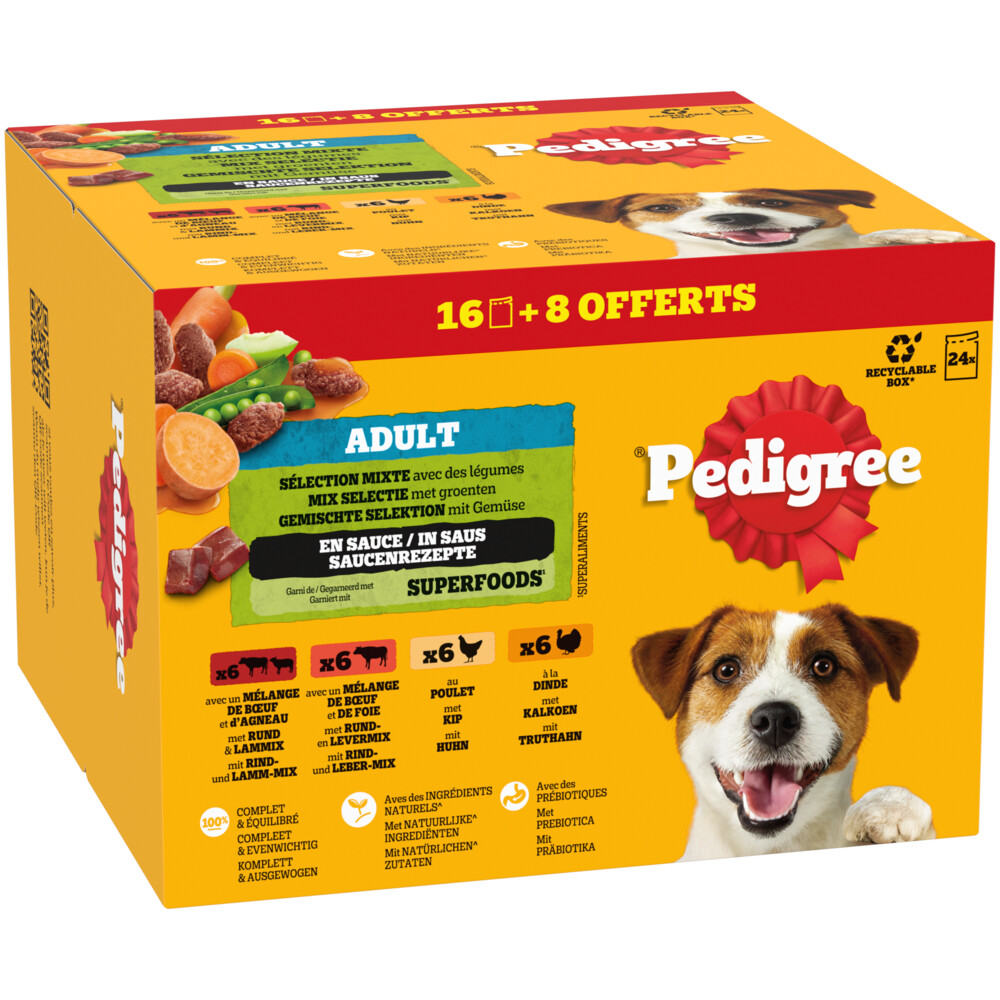 Pedigree Hondenvoer Nat Adult Selectie in Saus Multipack 24x100 gr