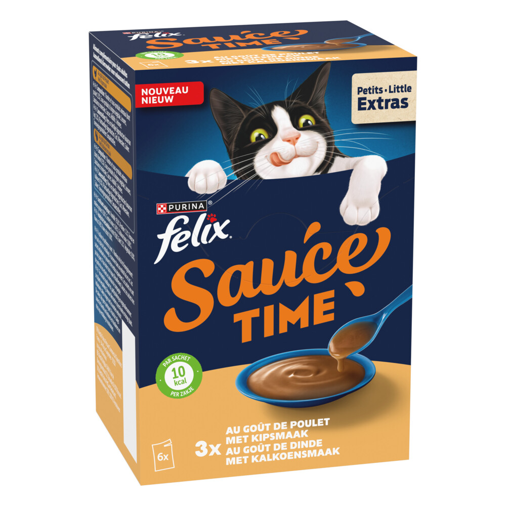 Felix Kattensnack Sauce Time Kip&Kalkoen 6x40 gr