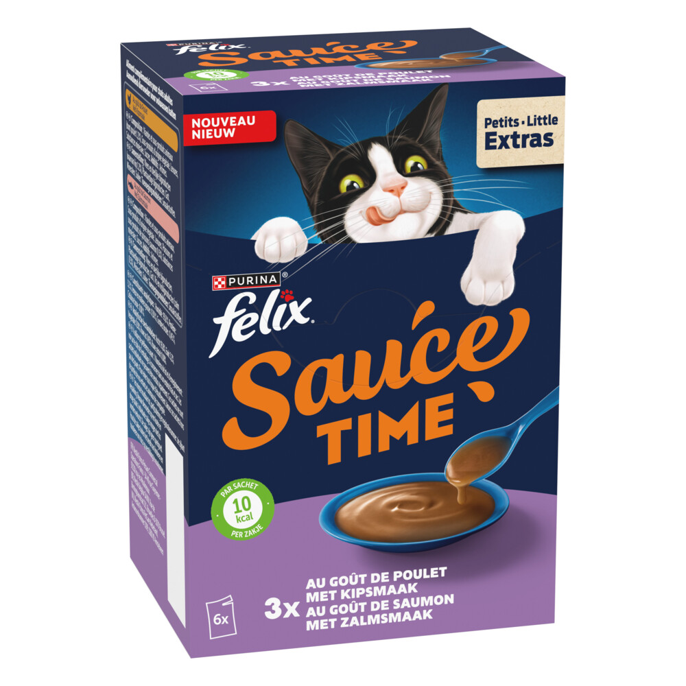 Felix Kattensnack Sauce Time Kip&Zalm 6x40 gr