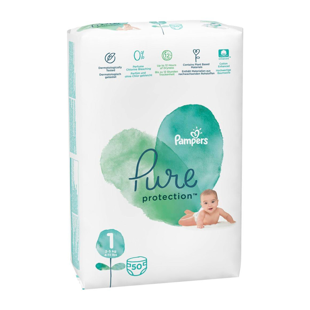 Pampers Pure Protection Luiers Maat 1 (2-5 kg) 50 stuks