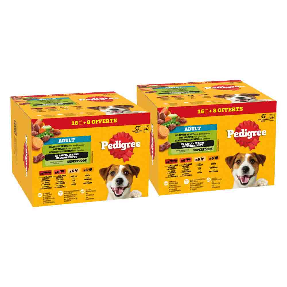 2x Pedigree Hondenvoer Nat Adult Selectie in Saus Multipack 24x100 gr