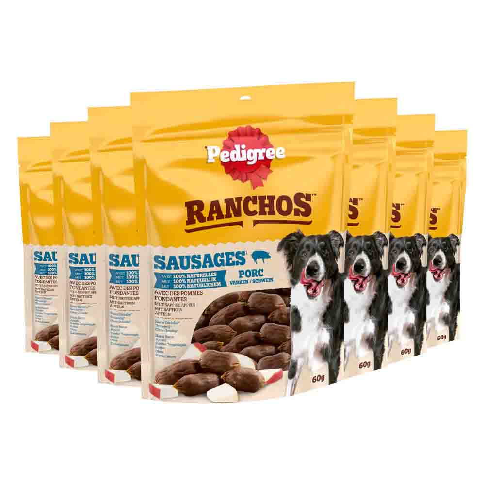 7x Pedigree Hondensnack Ranchos Sausages Varken 60gr