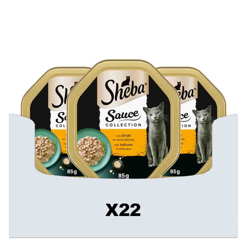 22x Sheba Kattenvoer Nat Sauce Collection Kalkoen in Witte Saus 85 gr