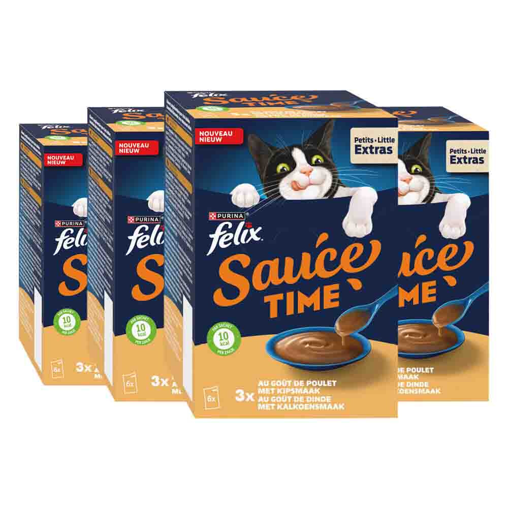 4x Felix Kattensnack Sauce Time Kip&Kalkoen 6x40 gr