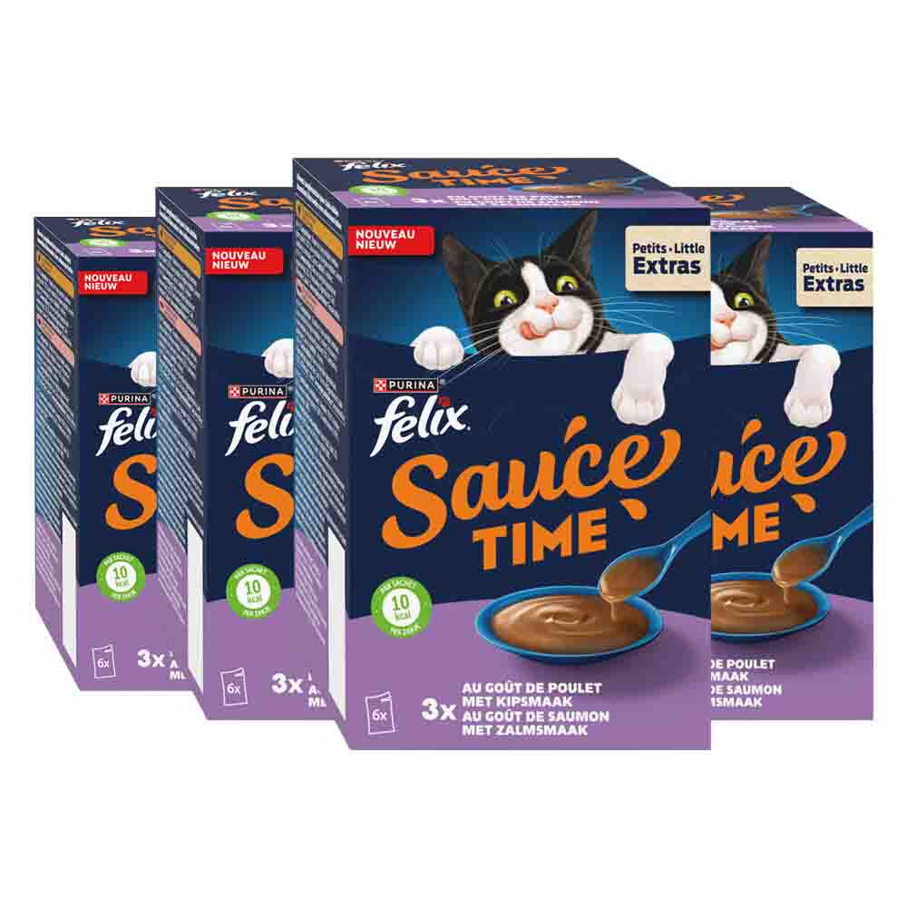 4x Felix Kattensnack Sauce Time Kip&Zalm 6x40 gr