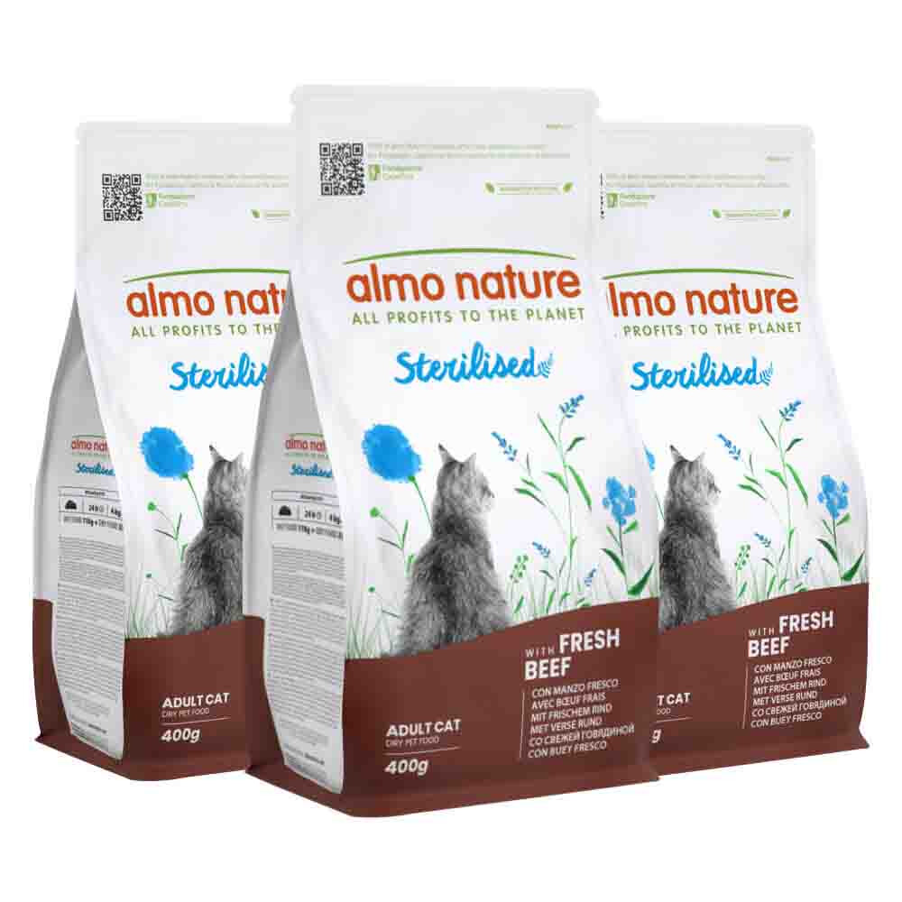 3x Almo Nature Kattenvoer Droog Sterilised Rund 400 gr