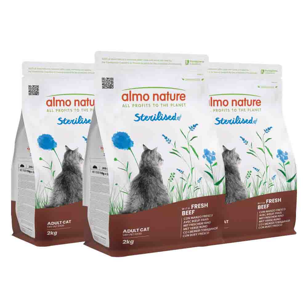 3x Almo Nature Kattenvoer Droog Sterilised Rund 2 kg