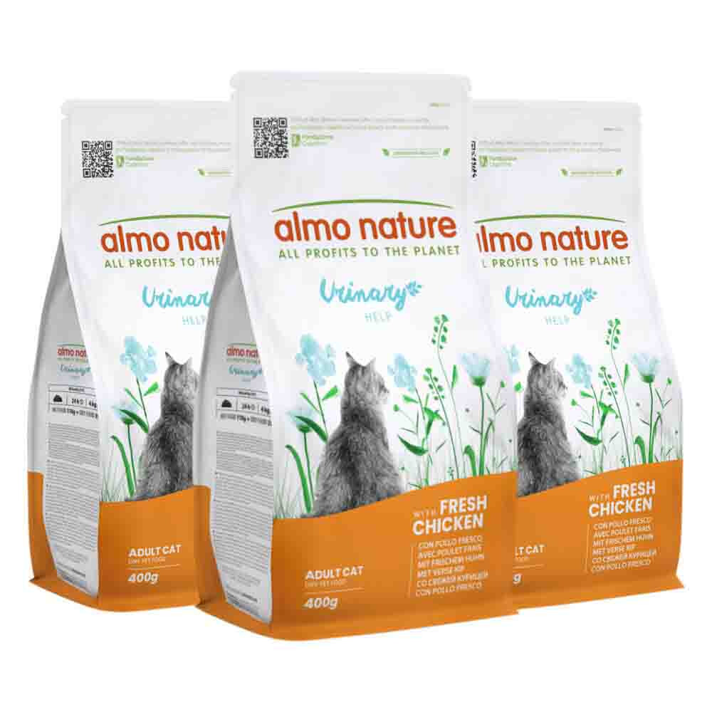 3x Almo Nature Kattenvoer Droog Urinary Help Kip 400 gr