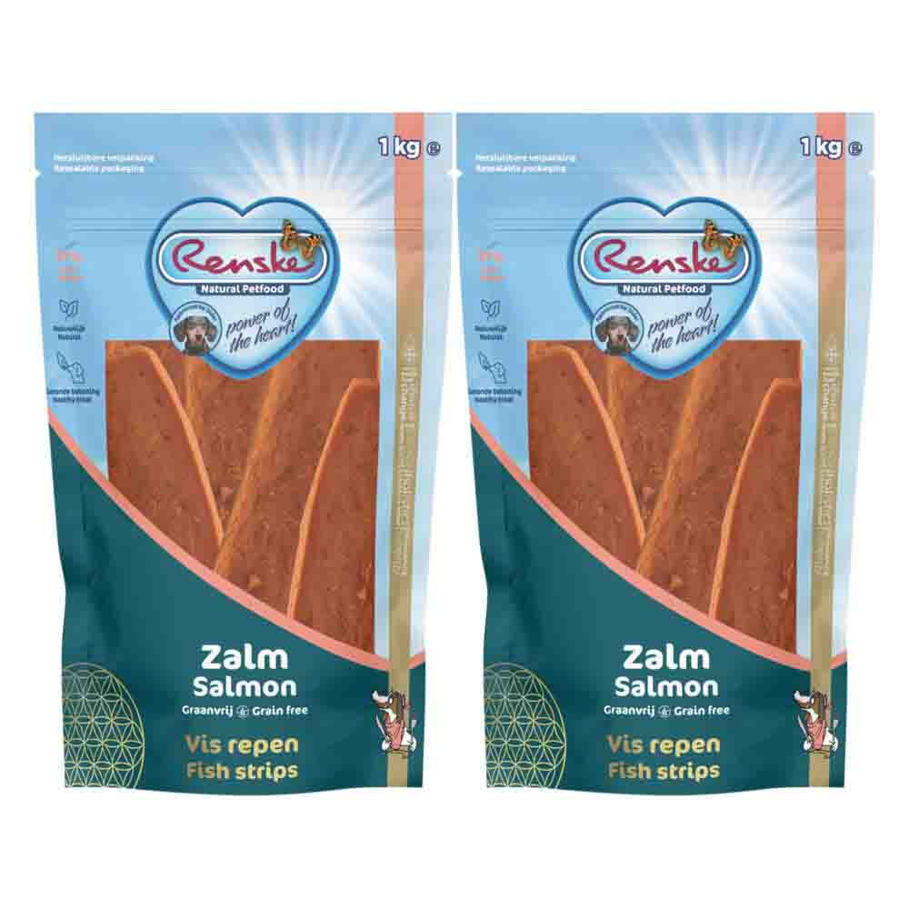 2x Renske Hondensnack Gezonde Beloning Vlees Strip Zalm 1 kg