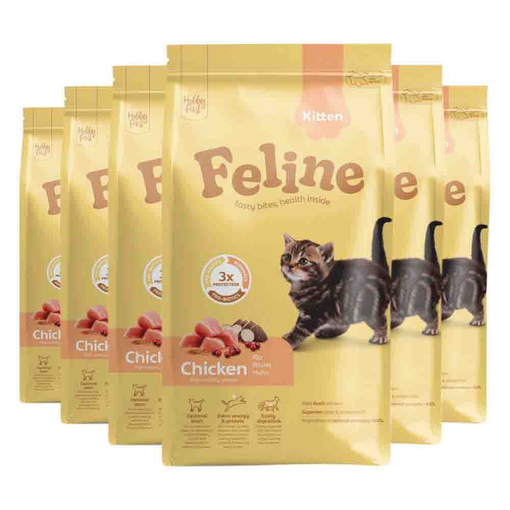 6x HobbyFirst Feline Kattenvoer Droog Kitten 1,5 kg