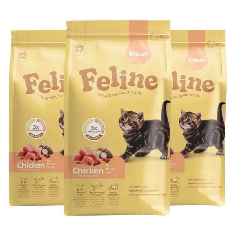 3x HobbyFirst Feline Kattenvoer Droog Kitten 1,5 kg