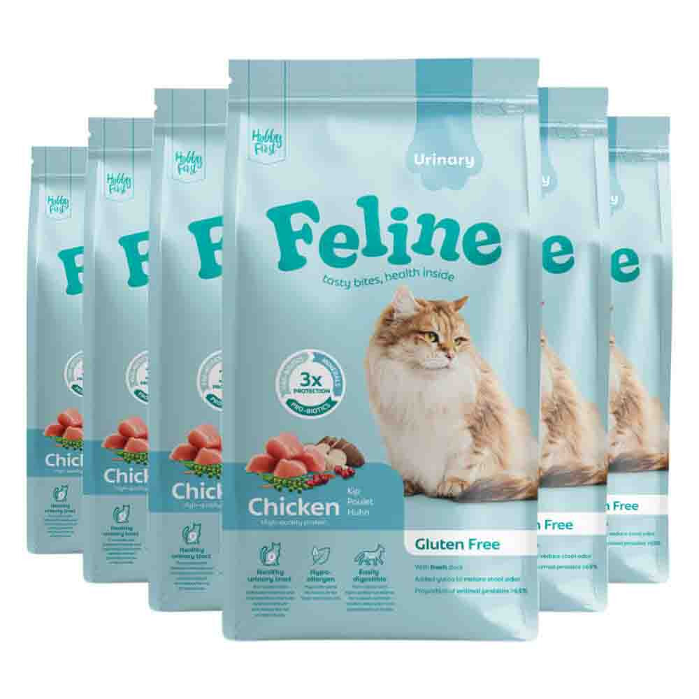 6x HobbyFirst Feline Kattenvoer Droog Sensitive Urinary 1,5 kg