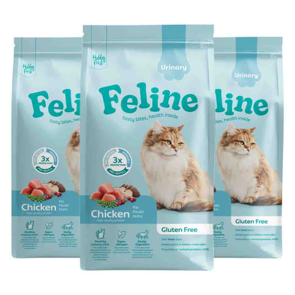 3x HobbyFirst Feline Kattenvoer Droog Sensitive Urinary 1,5 kg