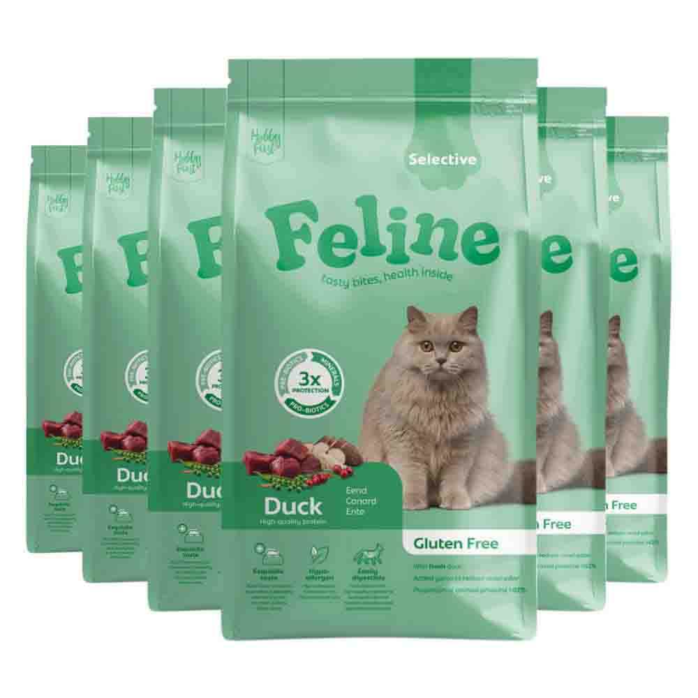 6x HobbyFirst Feline Kattenvoer Droog Sensitive Selective 1,5 kg