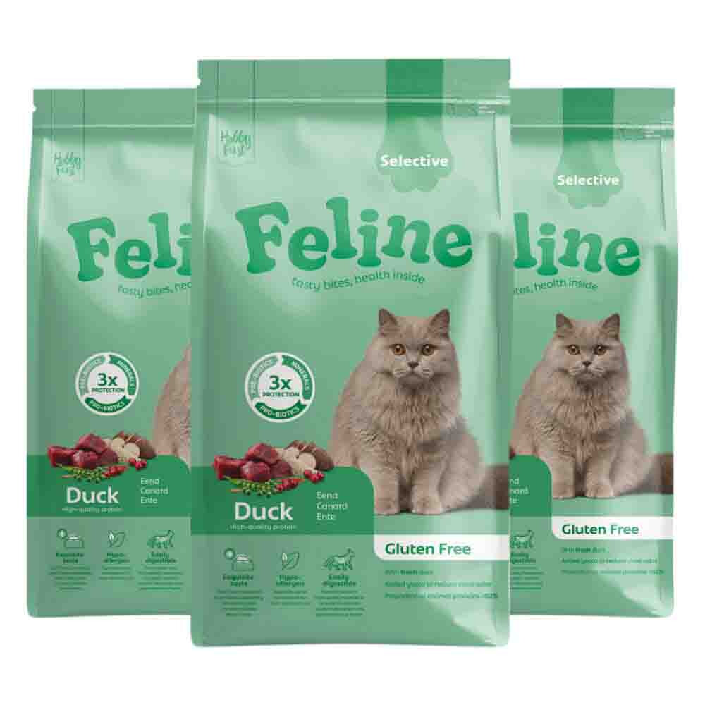 3x HobbyFirst Feline Kattenvoer Droog Sensitive Selective 1,5 kg