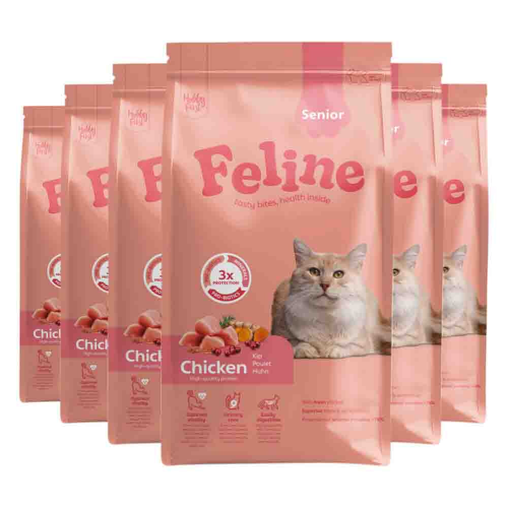 6x HobbyFirst Feline Kattenvoer Droog Senior 1,5 kg