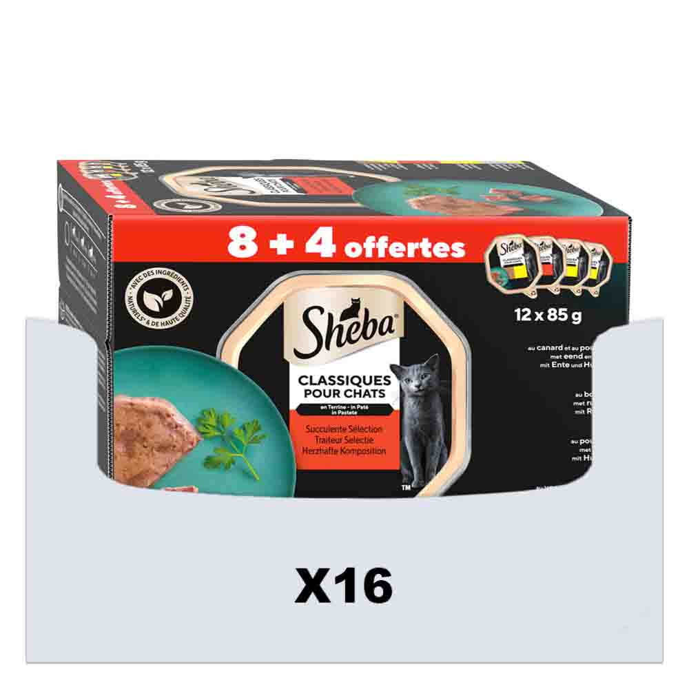6x Sheba Kattenvoer Nat Classic Traiteur Paté Selectie Multipack 12x85 gr