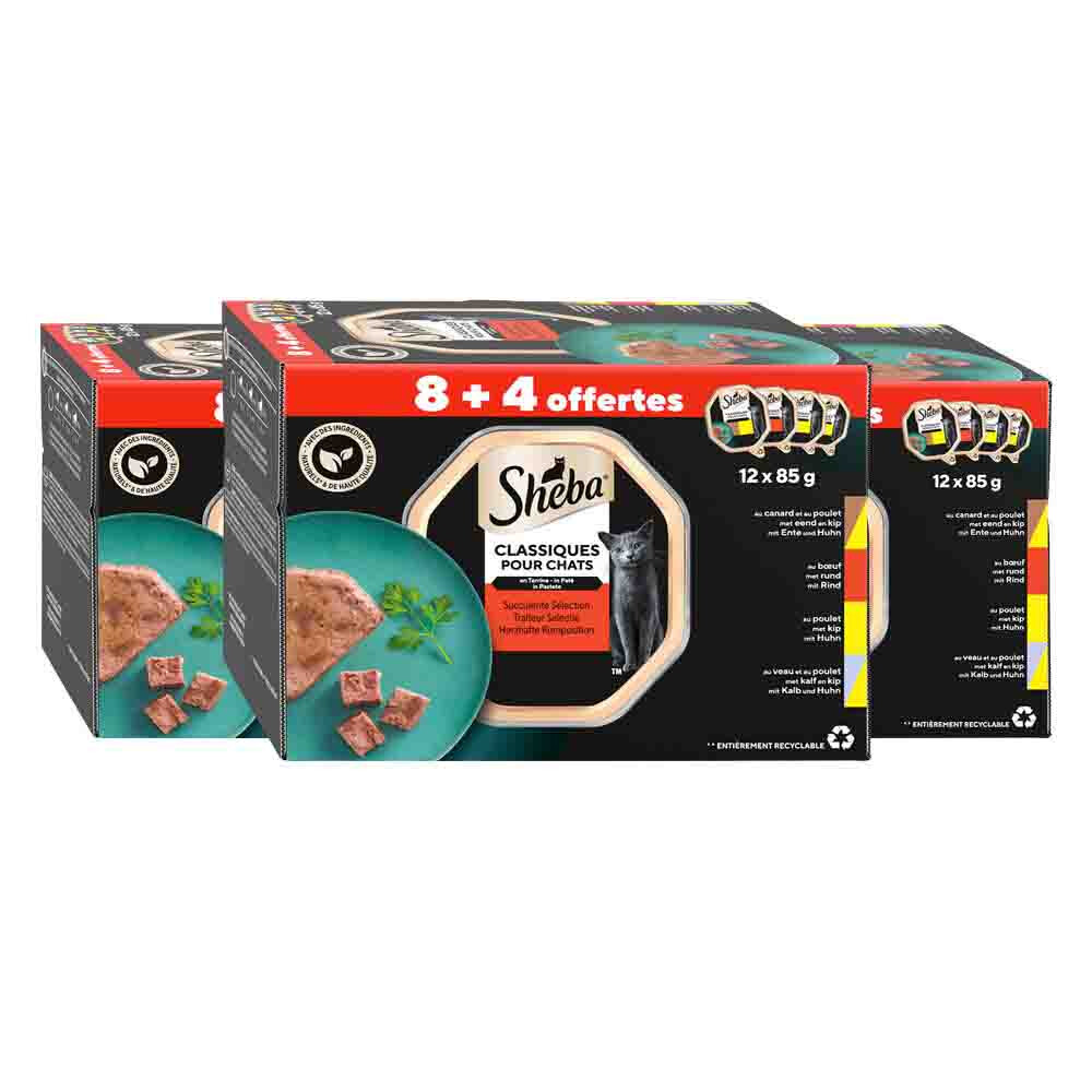 3x Sheba Kattenvoer Nat Classic Traiteur Paté Selectie Multipack 12x85 gr