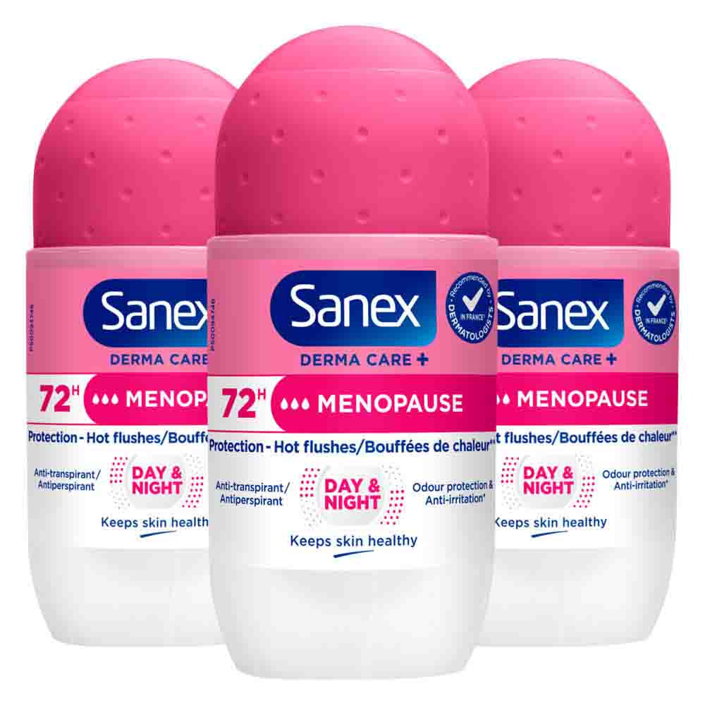 3x Sanex Deoroller Derma Care+ Menopause 53 ml