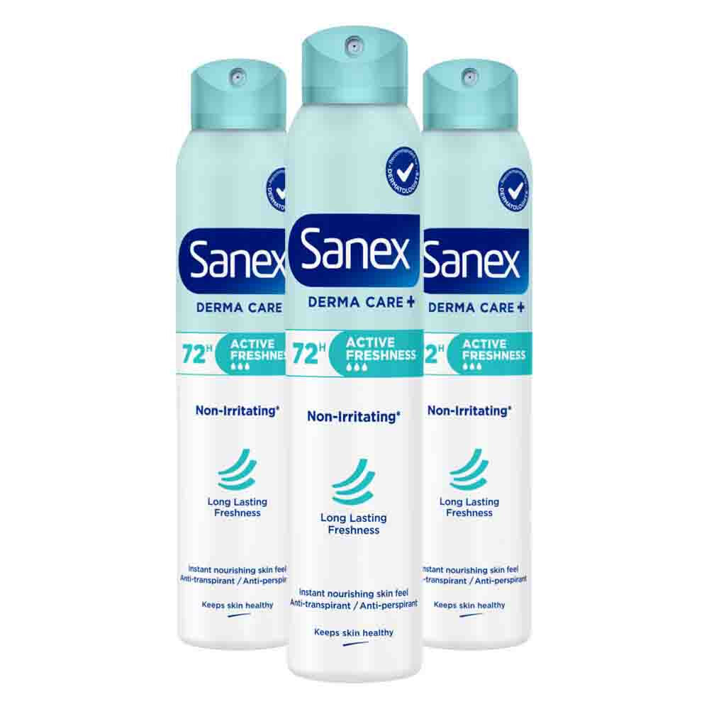 3x Sanex Deodorant Spray Active Freshness 72H 200 ml