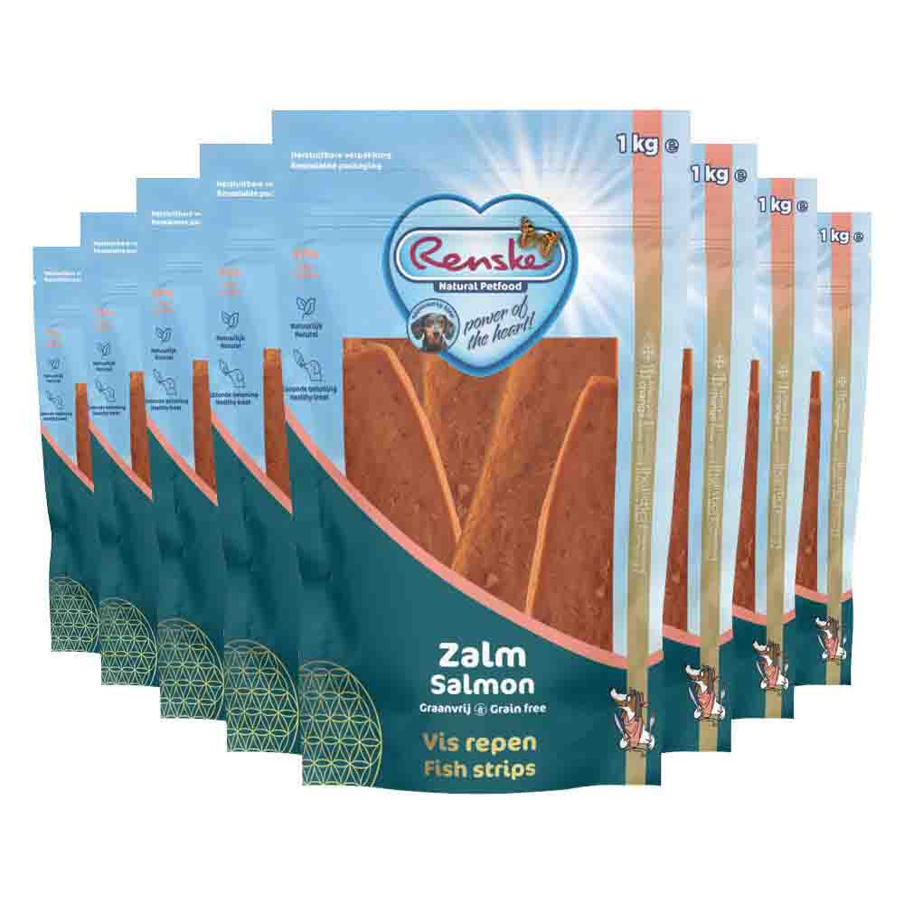 8x Renske Gezonde Beloning Vleesrepen Hondensnack Zalm 1 kg