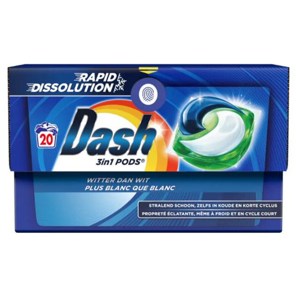 4x Dash Wasmiddelcapsules 3in1 Pods Witter Dan Wit 20 stuks