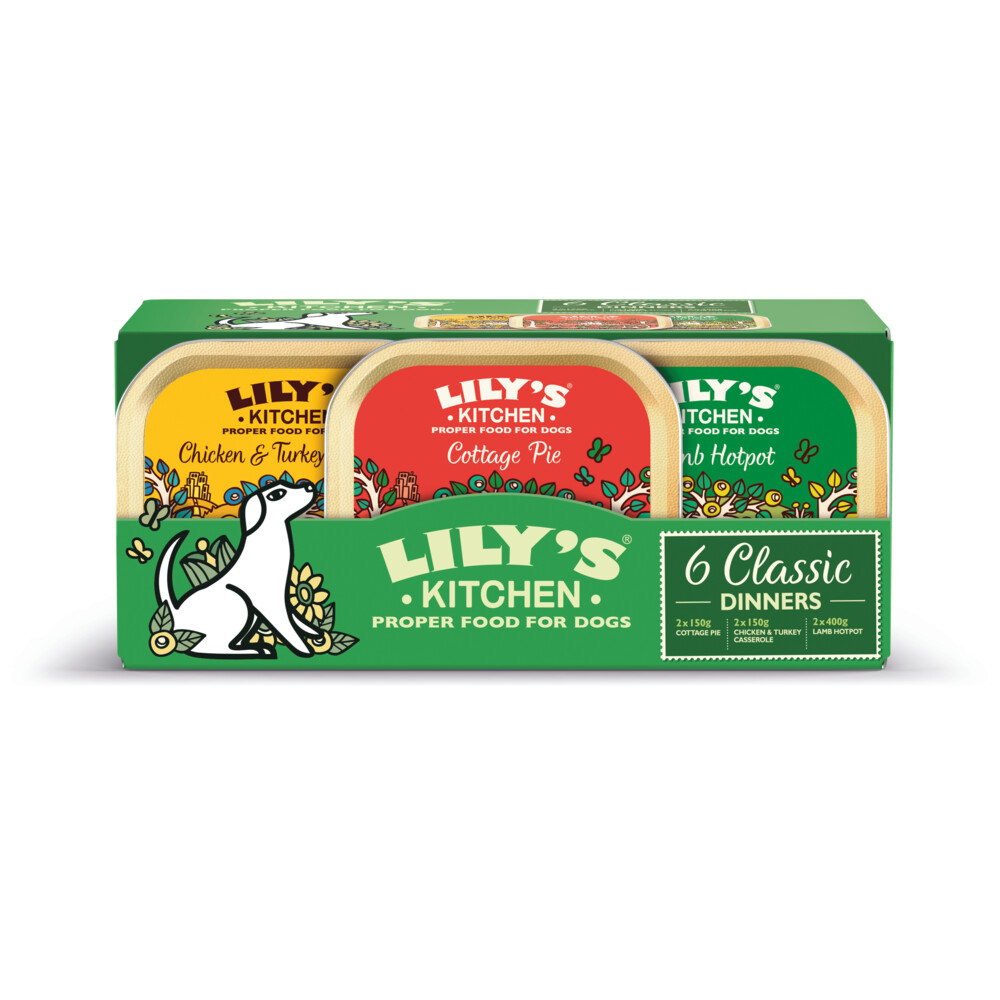 4x Lily's Kitchen Hondenvoer Nat Klassiek Menu Selectiebox 6x150 gr