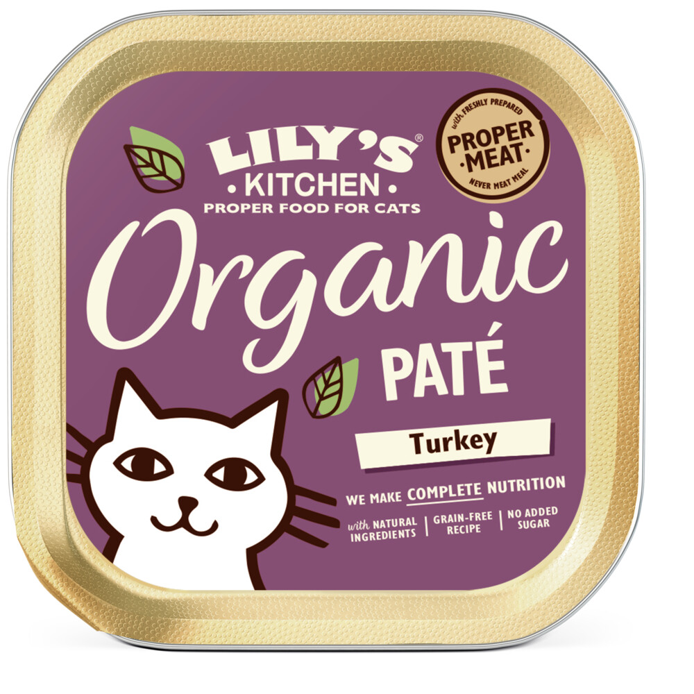 19x Lily's Kitchen Kattenvoer Nat Organic Paté Kalkoen 85 gr
