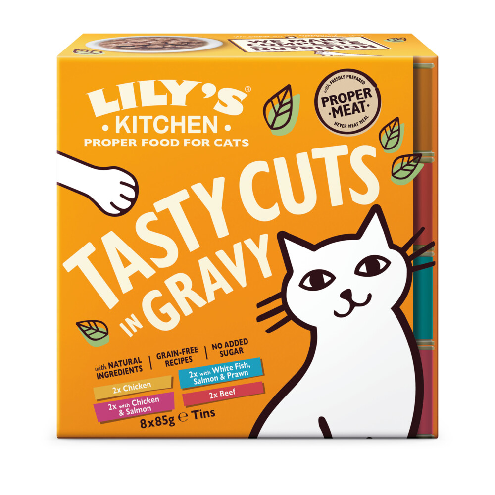 6x Lily's Kitchen Kattenvoer Nat Tasty Cuts in Saus Multipack 8x85 gr