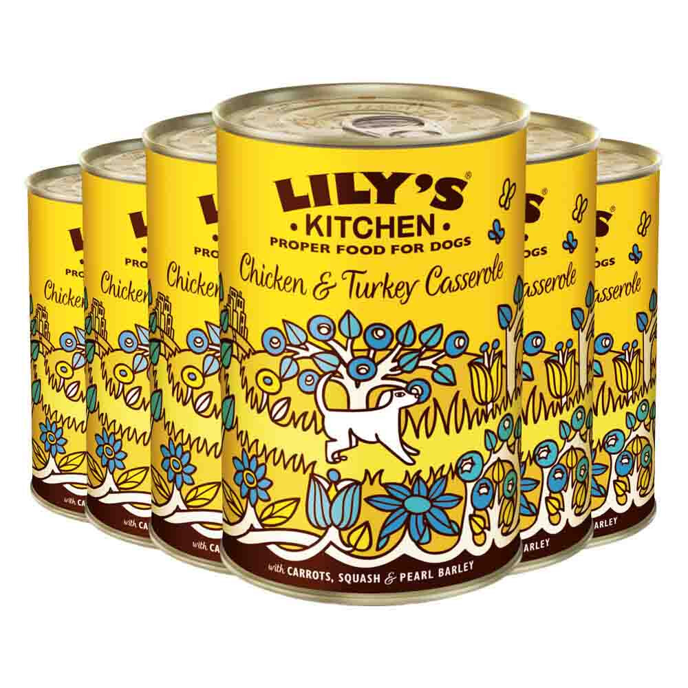 6x Lily's Kitchen Hondenvoer Nat Casserole Kip&Kalkoen 400 gr