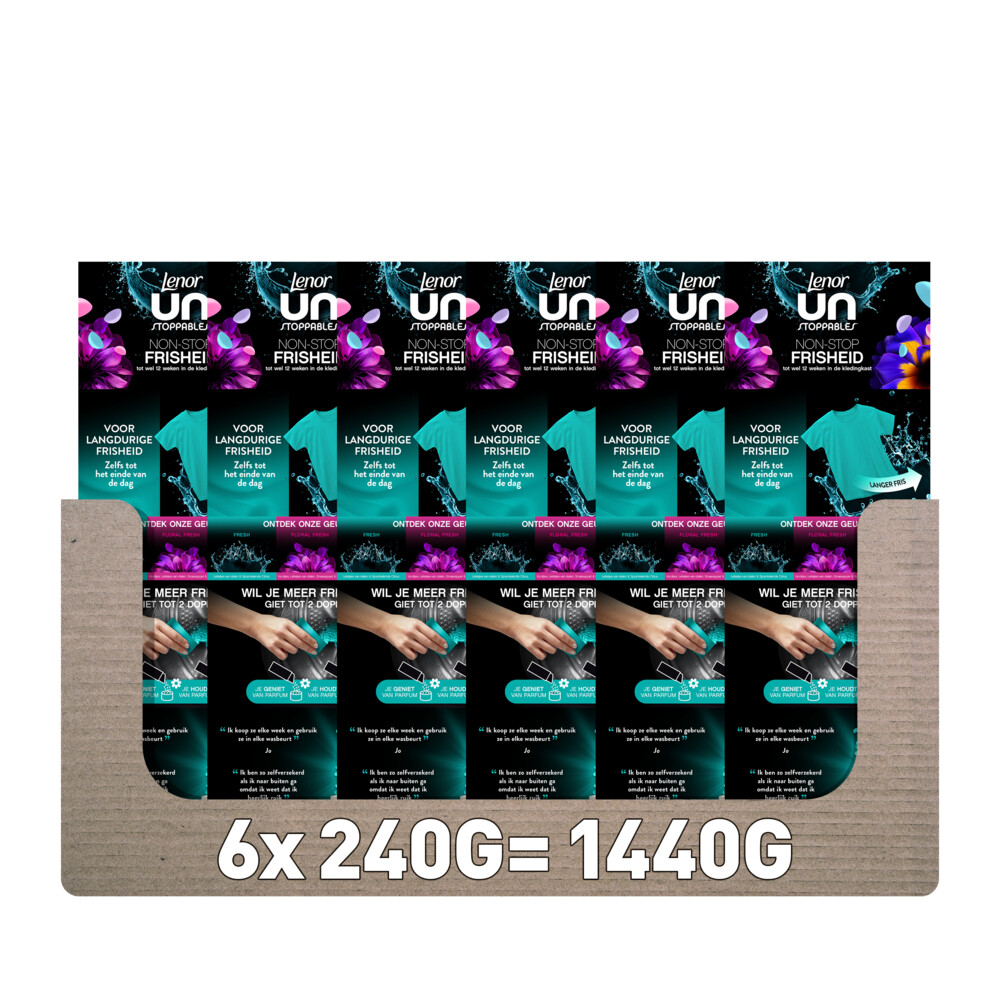 6x Lenor Unstoppables In-Wash Geurbooster Fris 19 Wasbeurten 240 gr