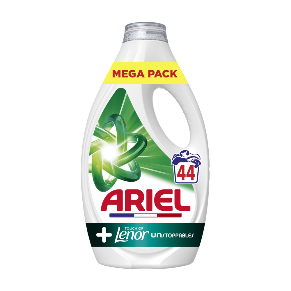2+2 gratis: Ariel Vloeibaar Wasmiddel +Touch of Lenor Unstoppables 44 Wasbeurten 1980 ml