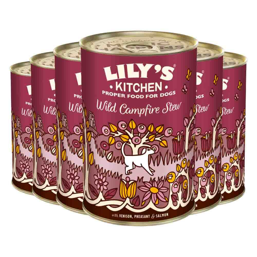 6x Lily's Kitchen Hondenvoer Nat Wild Campfire Stew Hert - Fazant - Zalm 400 gr