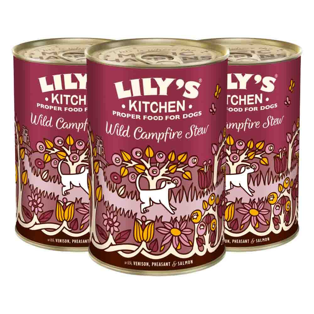 3x Lily's Kitchen Hondenvoer Nat Wild Campfire Stew Hert - Fazant - Zalm 400 gr
