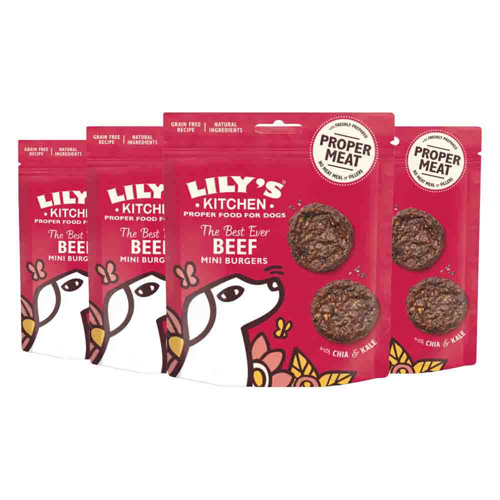 4x Lily's Kitchen Hondsnack Mini Burgers Rund 70 gr