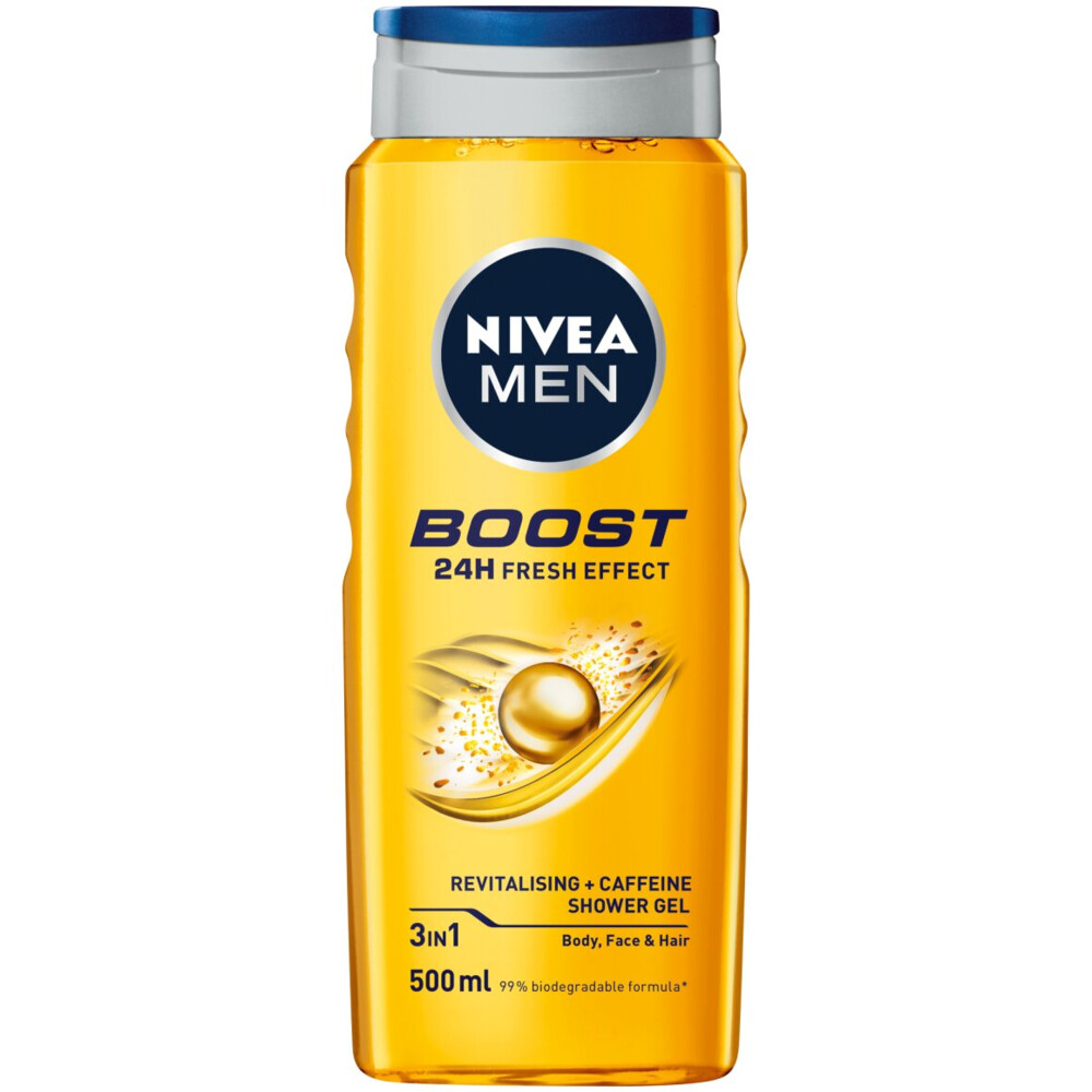 6x NIVEA Men Douchegel Boost 500 ml