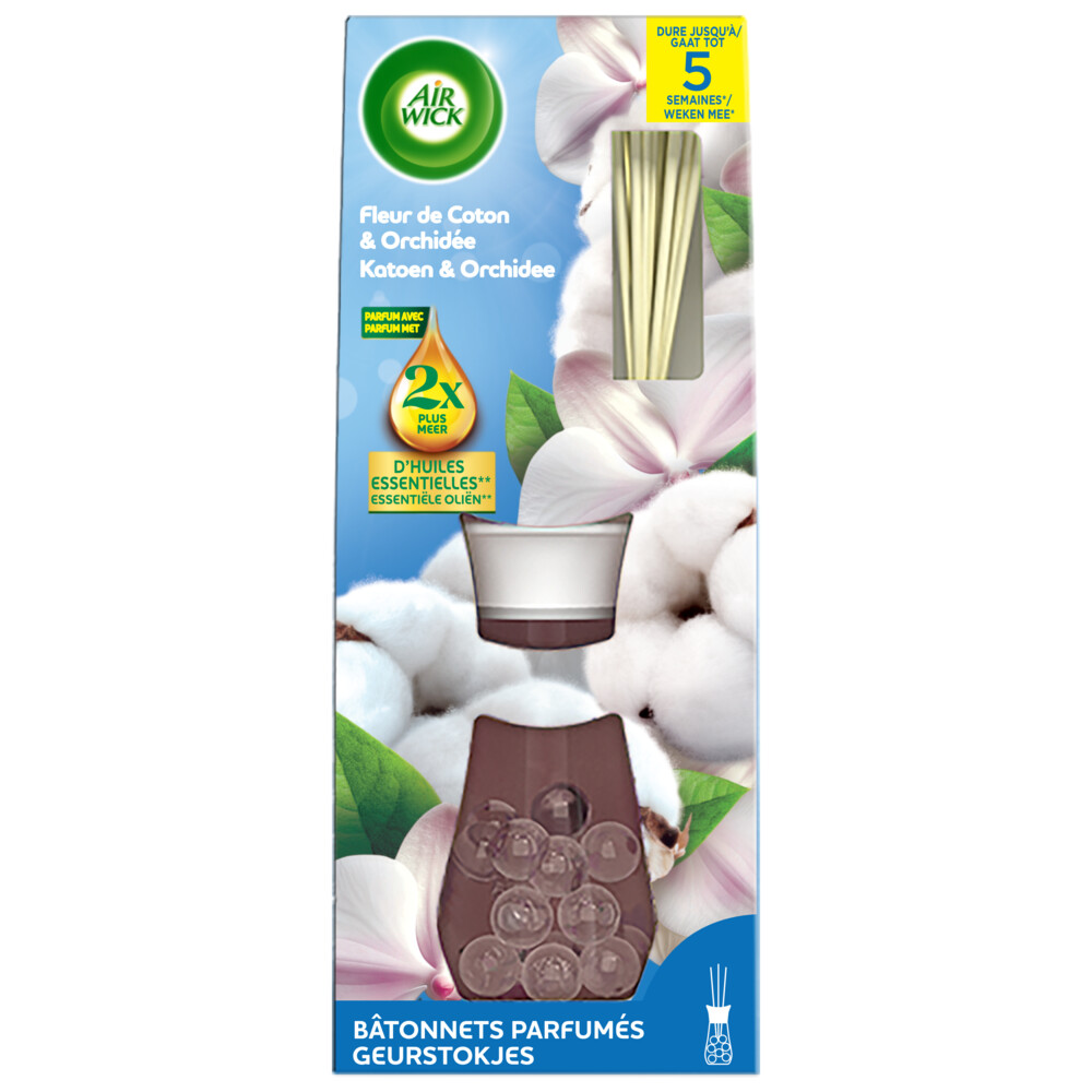 5x Air Wick Reeds Essential Oils Geurstokjes Soft Cotton 25 ml
