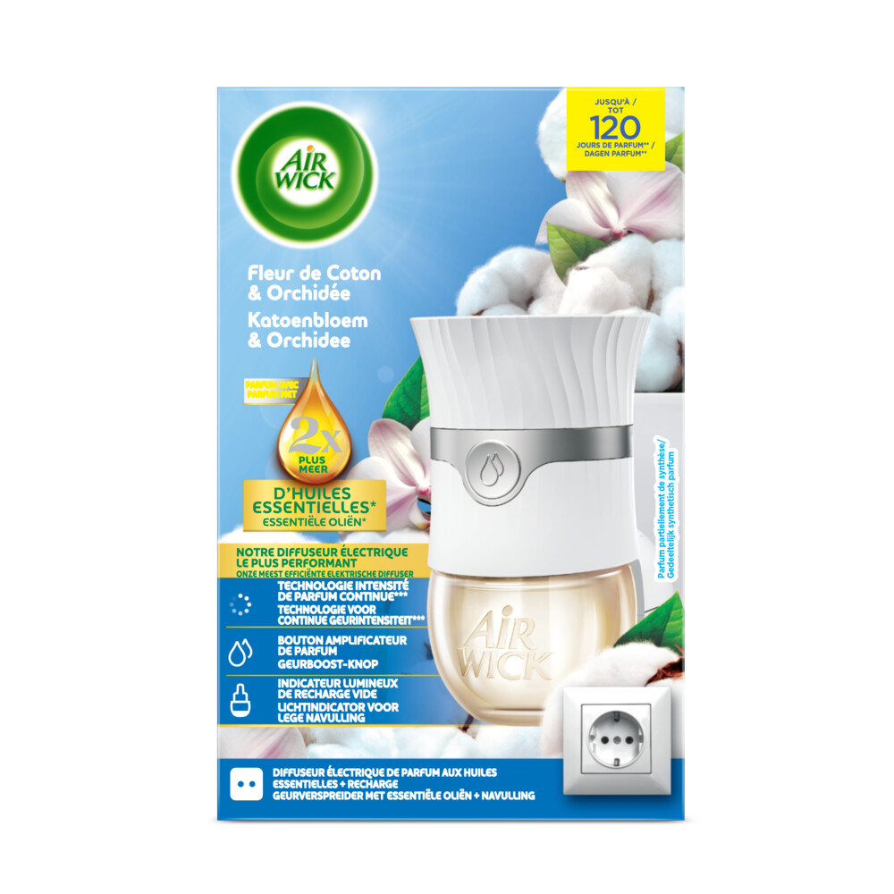 6x Air Wick Elektrische Luchtverfrisser Starter Kit Katoen & Orchidee 19 ml