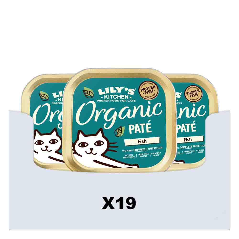 19x Lily's Kitchen Kattenvoer Nat Organic Paté Vis 85 gr