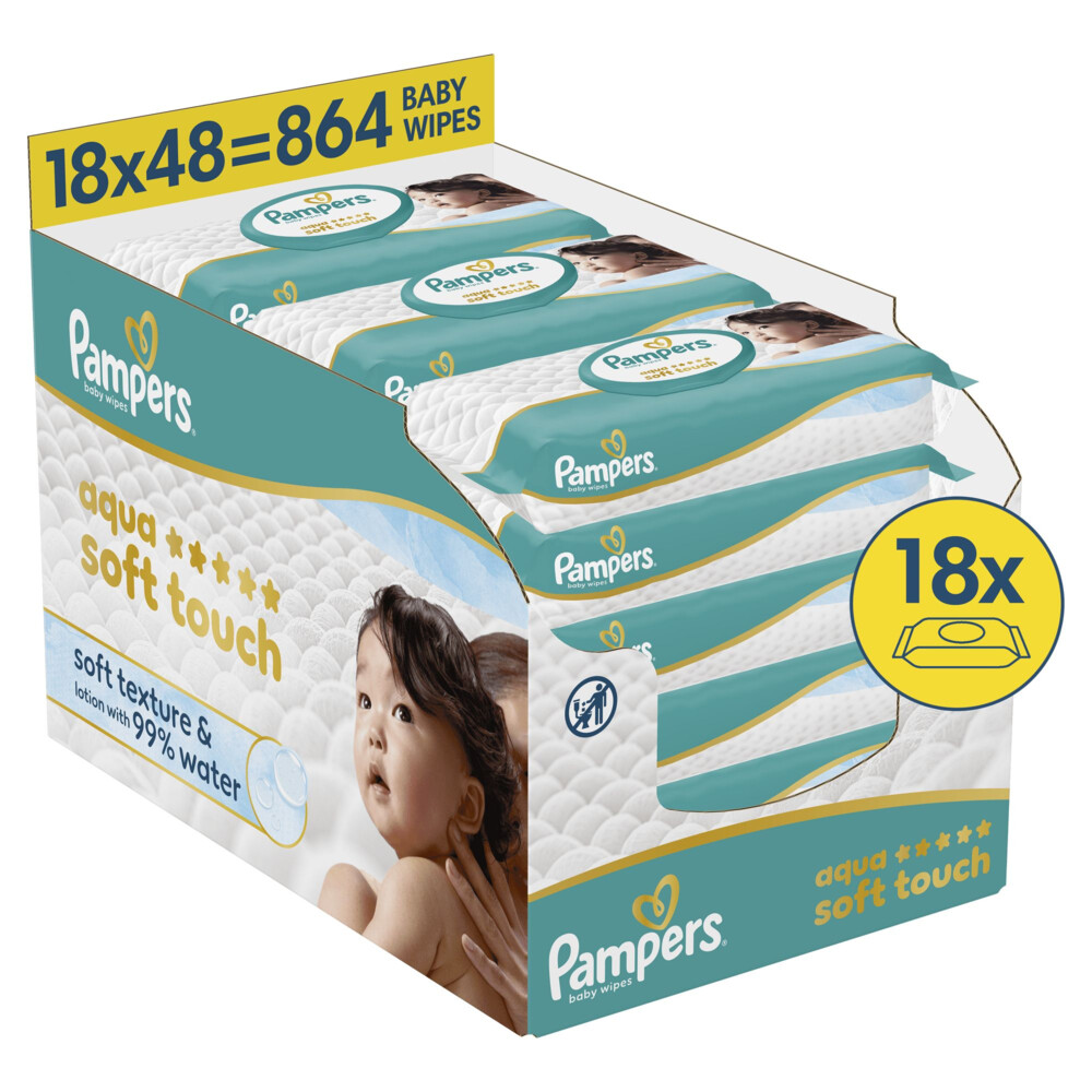 Pampers Billendoekjes Aqua Soft Touch 18x48 = 864 stuks