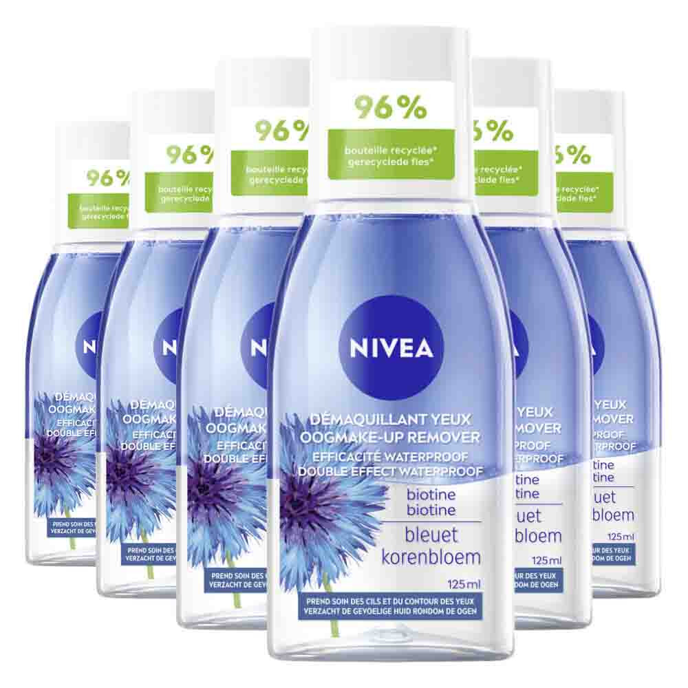 6x NIVEA Oogmake-Up Remover Double Effect Waterproof 125 ml