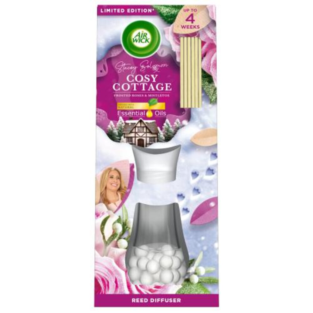 5x Air Wick Essentials Geurstokjes Cosy Cottage met Rozen & Kerstboom 25 ml