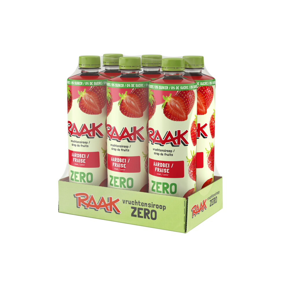 Raak Vruchtensiroop Zero Aardbei 6 x 750 ml